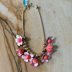 INC Floral bouquet Gold and Pink Necklace new